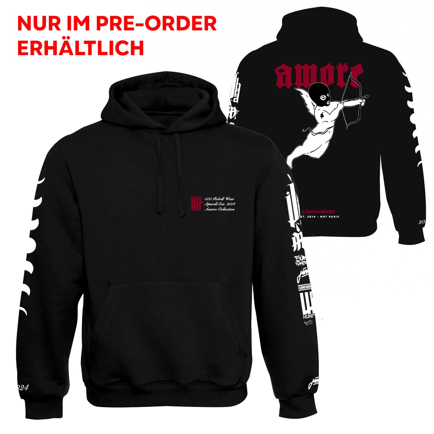 5ünfhundert "Amore" Basic Hoodie Black