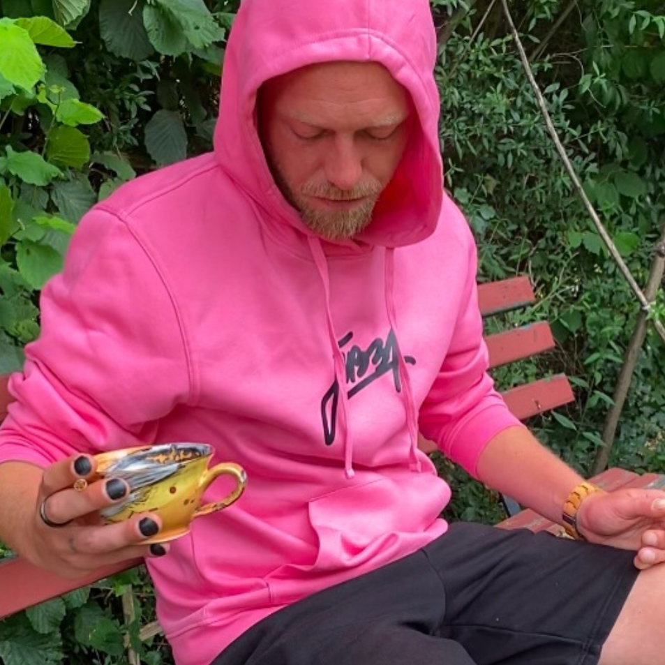 Jibba Basic Hoodie "Ornament" blue/pink