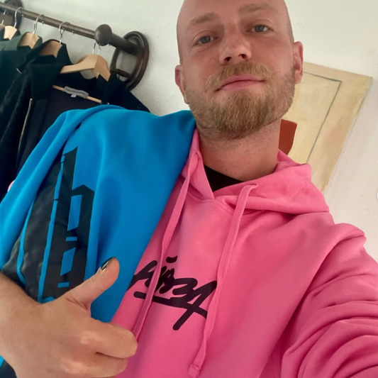 Jibba Basic Hoodie "Ornament" blue/pink